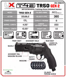 Umarex T4E TR50 .50 Caliber Paintball Revolver Pistol, 7.5 Joules, ~380 FPS