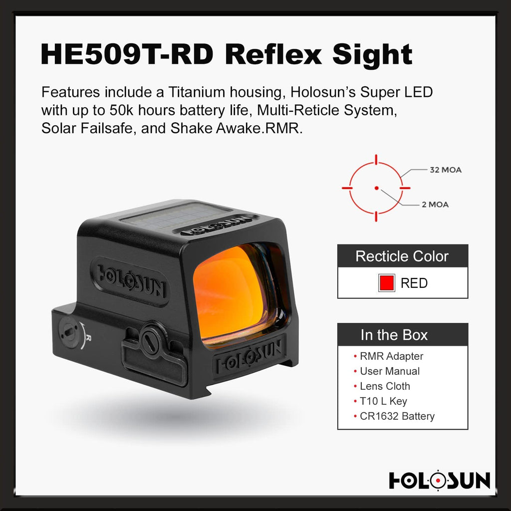 HOLOSUN HE509T Red Dot Sight,2 MOA Dot, Black, HE509TRD Middletown