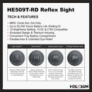 HOLOSUN HE509T Red Dot Sight,2 MOA Dot, Black, HE509T-RD - Middletown Outdoors