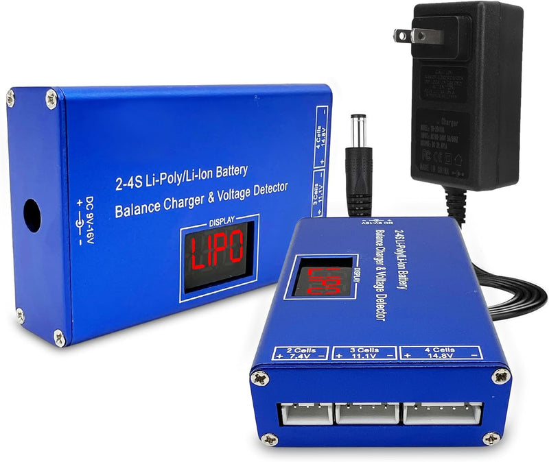Digital Charger Lithium Ion Battery Charger Li-Poly Lipo Balance Charging, Over Charge Protection Voltage Meter Full Charge Alarm Fast Charging Safe Discharging - 2S 3S 4S Battery for Airsoft/RC Toy