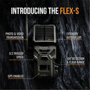 SPYPOINT Flex-S Solar Cellular Trail Camera, Integrated Solar Panel, On-Demand Capable, LTE Connectivity, 100-foot Flash/Detection Range, 0.3S Trigger Speed, Internal Battery, Optional Battery Backup