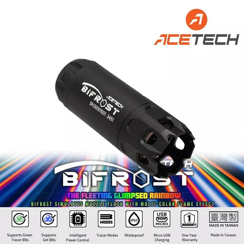 AceTech BIFROST Airsoft Tracer w/ Multi Color Flame RGB Muzzle Flash 14mm CCW