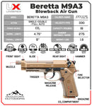 Beretta M9A3 .177 Cal Air Pistol, Full Auto Blowback BB Gun (2253024)