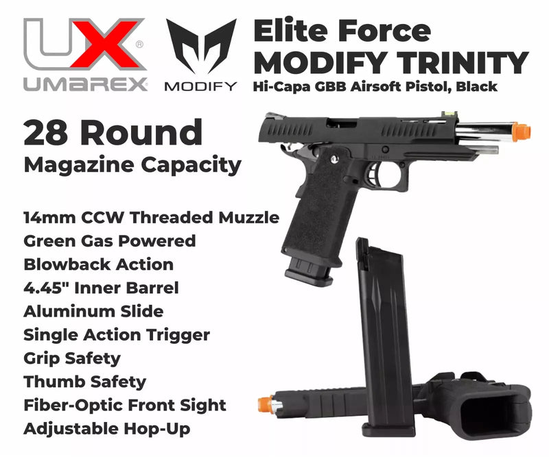Umarex x Modify-Tech Trinity Hi-Capa Airsoft Pistol, Green Gas Blowback GBB (2279605)