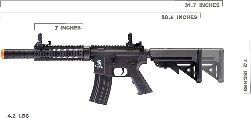 Lancer Tactical M4 Airsoft Rifle SD RIS Rail + Battery & Charger, Black (Gen 2)