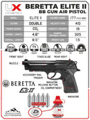 Umarex Beretta Elite II Air Pistol, .177 Cal, CO2 Powered, 410FPS (2253003)