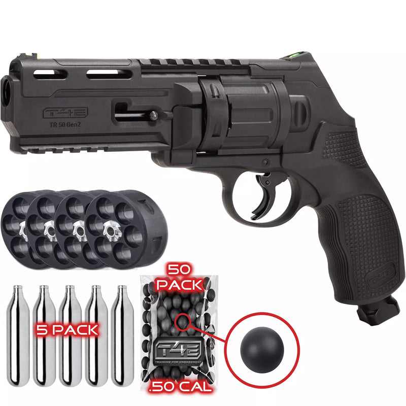 Umarex T4E TR50 .50 Caliber Paintball Revolver Pistol, 7.5 Joules, ~380 FPS
