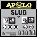 Apolo Slug Hollowpoint Air Gun Pellets | .22 Caliber | .25 Caliber