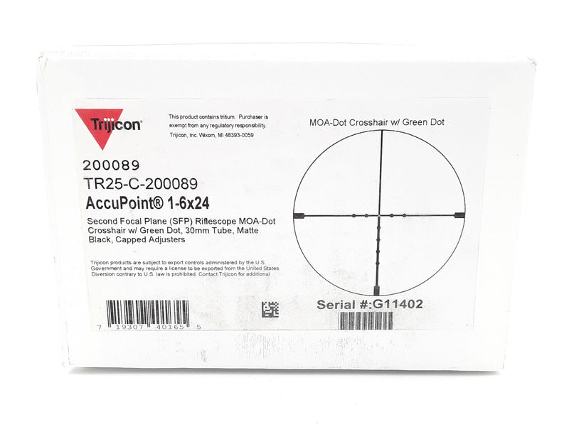 AccuPoint® 1-6x24 Riflescope MOA-Dot Crosshair w/ Green Dot, Tritium / Fiber Optics Illuminated