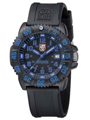 Luminox Mens Watch Evo Navy Seals Colormark Black Blue (XS.3053 Series) - 200 Meter Water Resistant Day Date Indication Lightweight Carbon Case