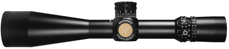 Nightforce Optics 5-25x56 ATACR F1 Series Riflescope, Matte Black with DigIllum Illuminated FFP TReMoR3 Reticle, 34mm Tube Diameter, .1 Mil-Radian, Side Parallax Focus - Middletown Outdoors