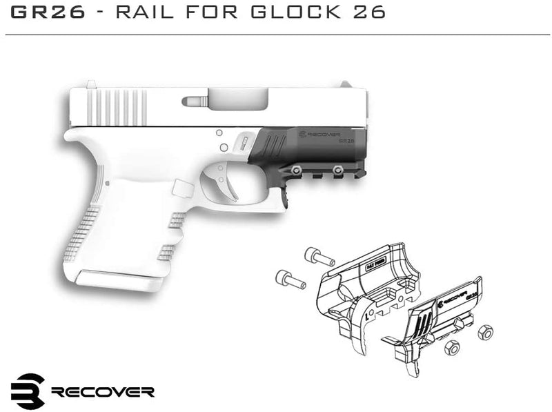 ReCover Tactical  GR30 Compatible with The Glock 29 30 without a rail Picatinny Rail - Easy Installation, No Modifications Required, no Need for a Gunsmith. Installs in Under 3 Minutes