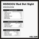 HOLOSUN HS503CU Solar Red Dot Sight, 2 MOA Dot, 65 MOA Circle, 1x Magnification