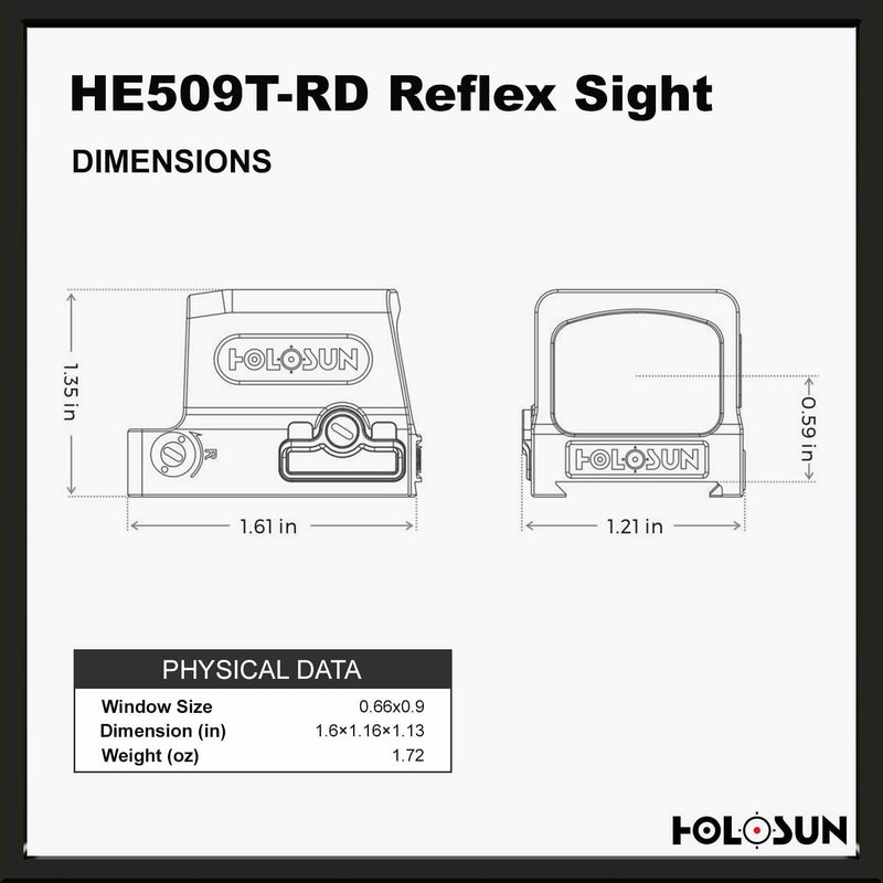 HOLOSUN HE509T Solar Red Dot Sight, 2 MOA Dot, 32 MOA Circle (Pre-Owned)