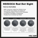 HOLOSUN HS503CU Solar Red Dot Sight, 2 MOA Dot, 65 MOA Circle, 1x Magnification