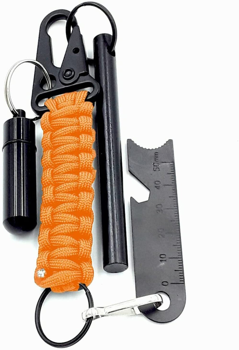 AYIN Tactical 4 inch Survival Ferrocerium Drilled Flint Fire Starter, Ferro Rod Kit with Paracord Lanyard Handle, Striker, Cotton Tinder Tab in o-Ring Sealed Carrier Tube and Carry Clip - Middletown Outdoors
