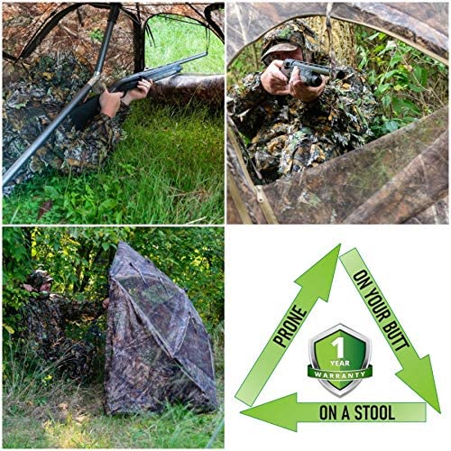 Cooper Hunting 2020 Big Tom Ground Blind with 3D Leafy Mossy Oak/NWTF Obsession Pattern Designed for Still Hunting or Run and Stalk
