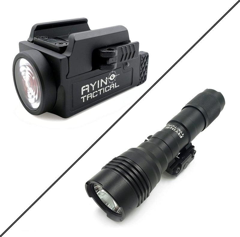 AYIN Tactical Weapon Light for Pistols and Rifles - Rechargeable Rail Mounted Flashlight with Quick Disconnect