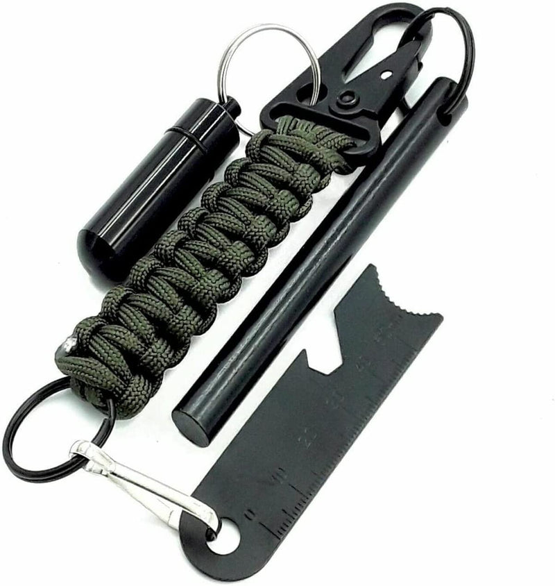 AYIN Tactical 4 inch Survival Ferrocerium Drilled Flint Fire Starter, Ferro Rod Kit with Paracord Lanyard Handle, Striker, Cotton Tinder Tab in o-Ring Sealed Carrier Tube and Carry Clip - Middletown Outdoors