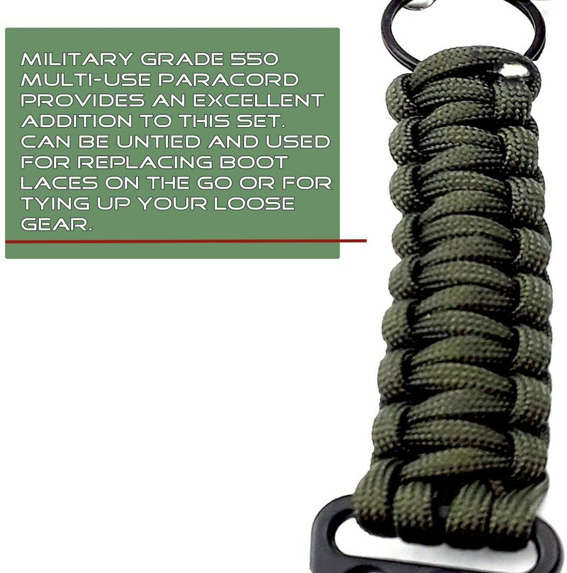 AYIN Tactical 4 inch Survival Ferrocerium Drilled Flint Fire Starter, Ferro Rod Kit with Paracord Lanyard Handle, Striker, Cotton Tinder Tab in o-Ring Sealed Carrier Tube and Carry Clip - Middletown Outdoors