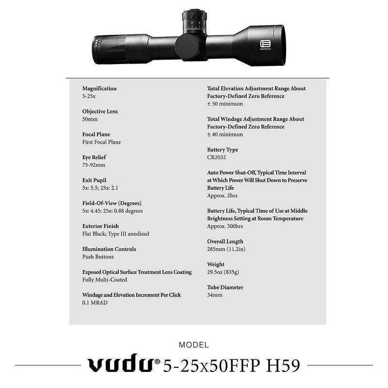 EOTECH Vudu 5-25x50mm Precision Rifle Scope - Middletown Outdoors