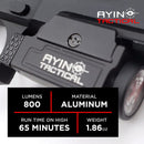 AYIN Tactical Weapon Light for Pistols and Rifles - Rechargeable Rail Mounted Flashlight with Quick Disconnect