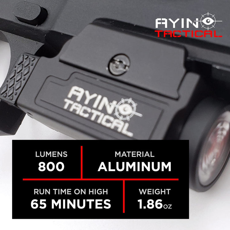 AYIN Tactical Weapon Light for Pistols and Rifles - Rechargeable Rail Mounted Flashlight with Quick Disconnect - Middletown Outdoors