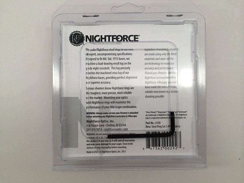 Nightforce Optics 1.00" Medium Steel Ring Set for 30mm Scopes - Middletown Outdoors