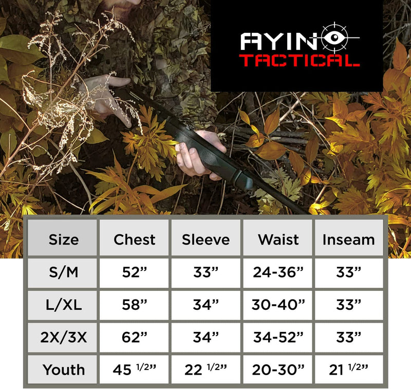 AYIN Ghillie Suit for Men, Hunting Suits for Men, 3D Leaf Bush Gillie Suit Camo for Turkey Hunting, Woodland Gilly Suits, Hooded Gillies for Men or Youth Camo Hunting Suits
