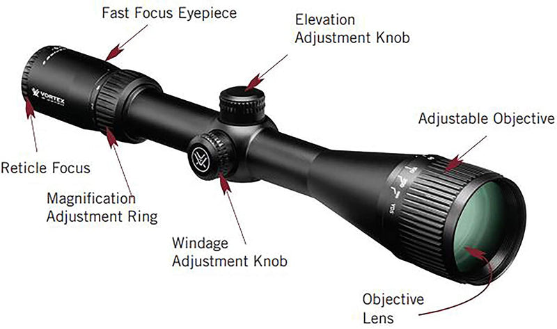 Vortex Optics Crossfire II 3-12x56 Adjustable Objective Hog Hunter, Second Focal Plane, 30mm Tube Riflescope - V-Brite Illuminated Reticle , black