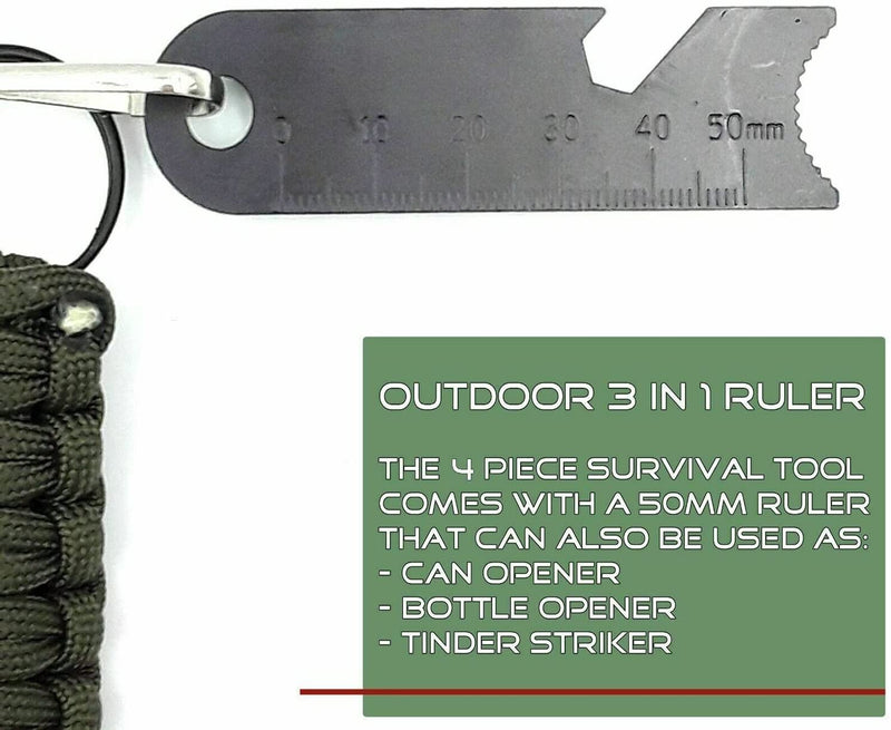 AYIN Tactical 4 inch Survival Ferrocerium Drilled Flint Fire Starter, Ferro Rod Kit with Paracord Lanyard Handle, Striker, Cotton Tinder Tab in o-Ring Sealed Carrier Tube and Carry Clip - Middletown Outdoors