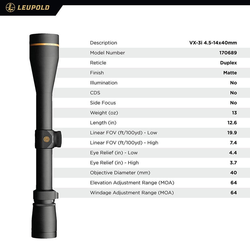 Leupold VX-3i 4.5-14x40mm Riflescope Duplex Reticle - Middletown Outdoors