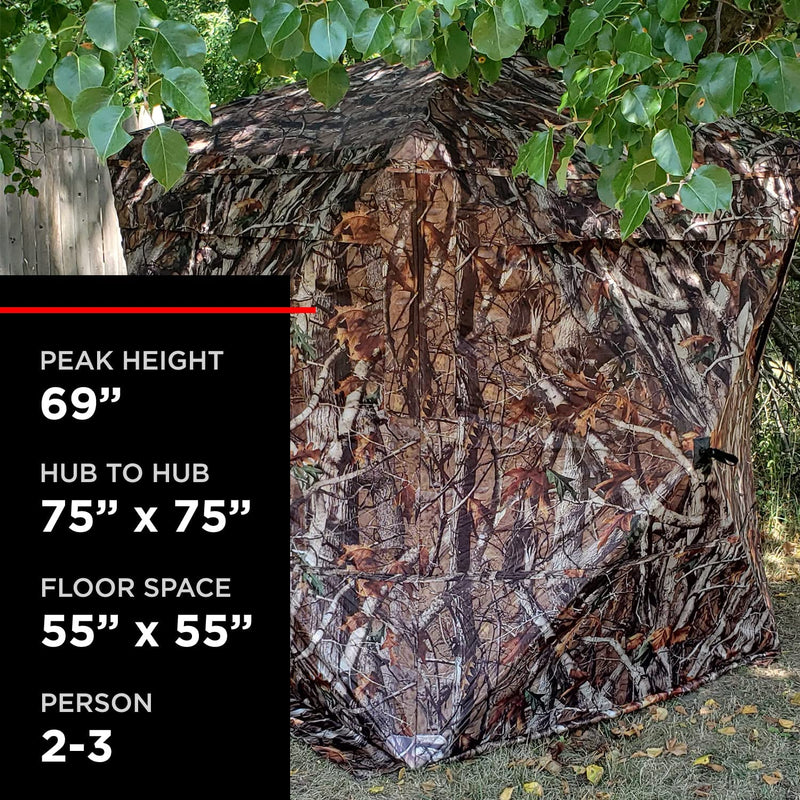 AYIN Hunting Blind See Through with Carrying Bag, 2-3 Person Pop Up Ground Blinds 270 Degree Field of View, Portable Durable Hunting Tent for Deer & Turkey Hunting (Camouflage)