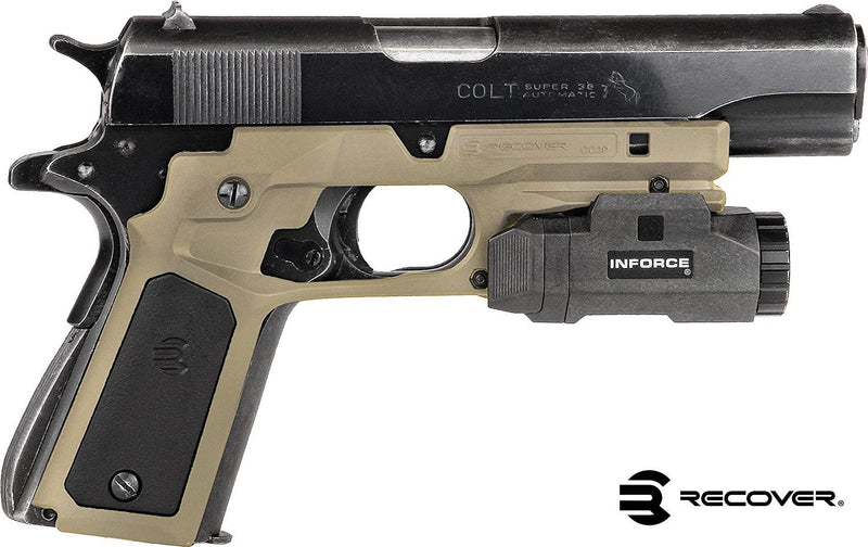 Recover Tactical, CC3P Grip & Rail System for The 1911 with Tan Frames with Black and Tan Interchangeable Panels - Middletown Outdoors