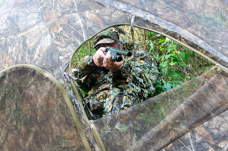 Cooper Hunting 2020 Big Tom Ground Blind with 3D Leafy Mossy Oak/NWTF Obsession Pattern Designed for Still Hunting or Run and Stalk