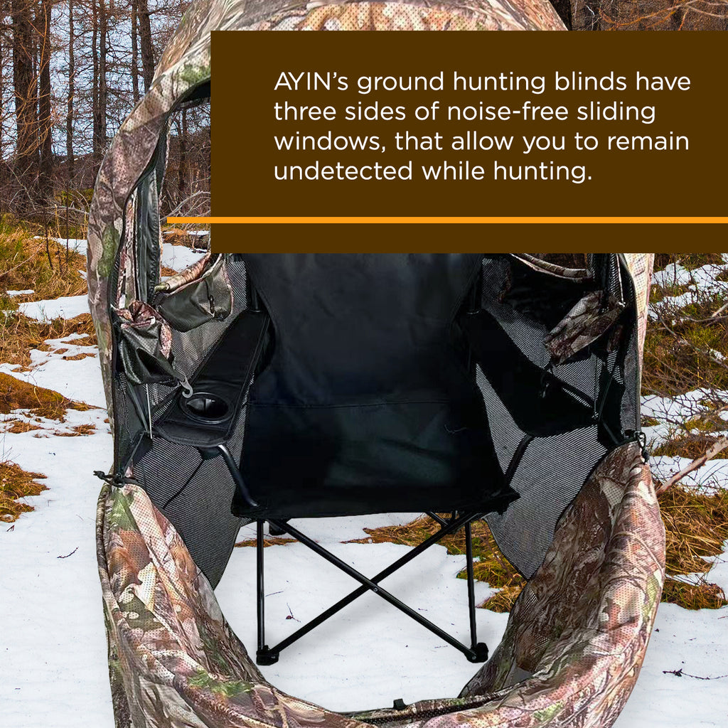 AYIN Tactical Hunting Blind See Through with Carrying Bag, 1 Person Pop