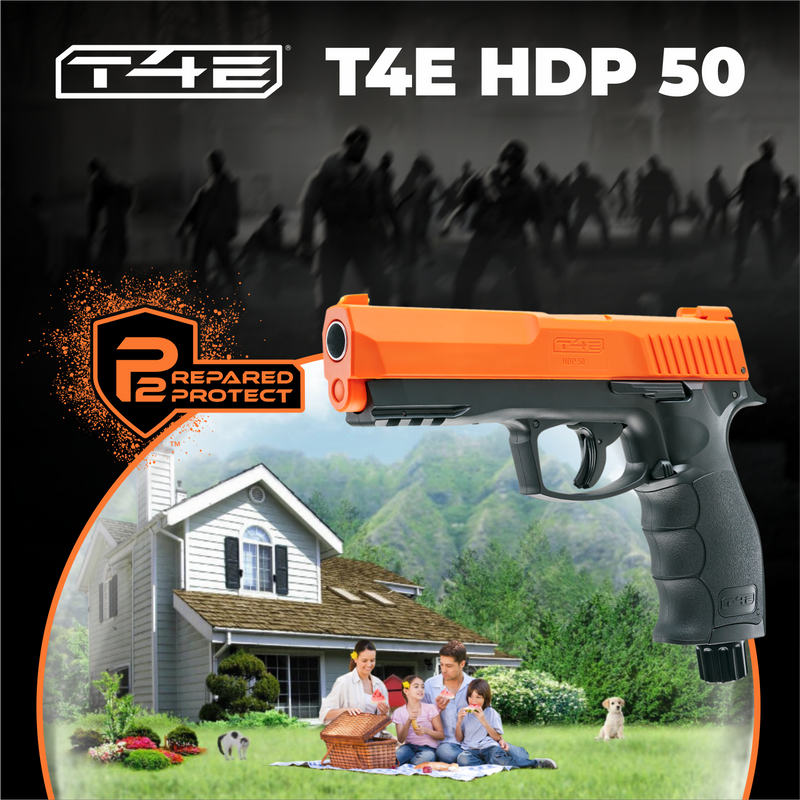 T4E HDP 50, .50 Caliber Non-Lethal Air Pistol, Full Size - Includes 10 Powder Rounds, 10 Rubber Rounds, & 5 12G CO2 Capsules (2292303)