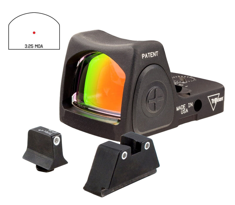 Trijicon Dual Defense RMR, 3.25 MOA LED Red Dot w/ Glock Sights (RM06-C-700790) - for Glock Models 17, 17L, 19, 19X, 22, 23, 24, 25, 26, 27, 28, 31, 32, 33, 34, 35, 37, 38, 39 and 45