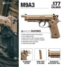 Umarex Beretta M9A3 .177 Air Pistol, Gas Blowback, (2253024) CO2 & BB Bundle Included - Middletown Outdoors